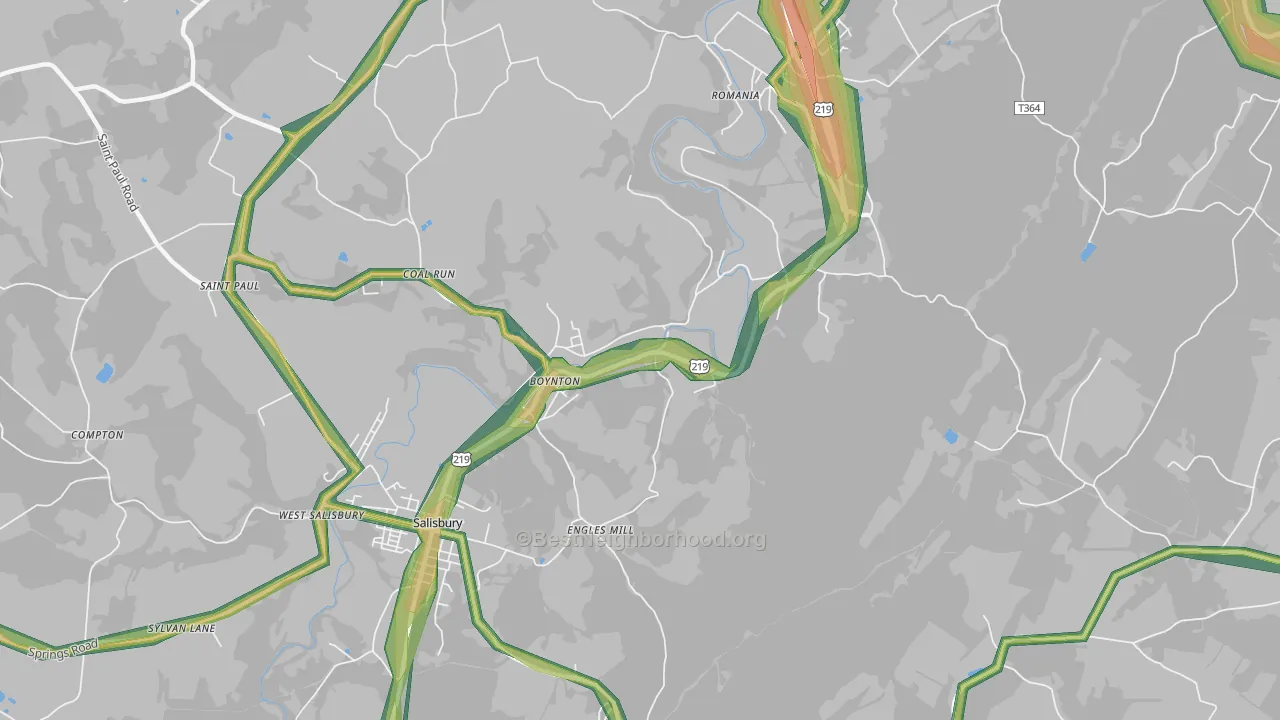Boynton, PA Map of Noise Levels in Boynton