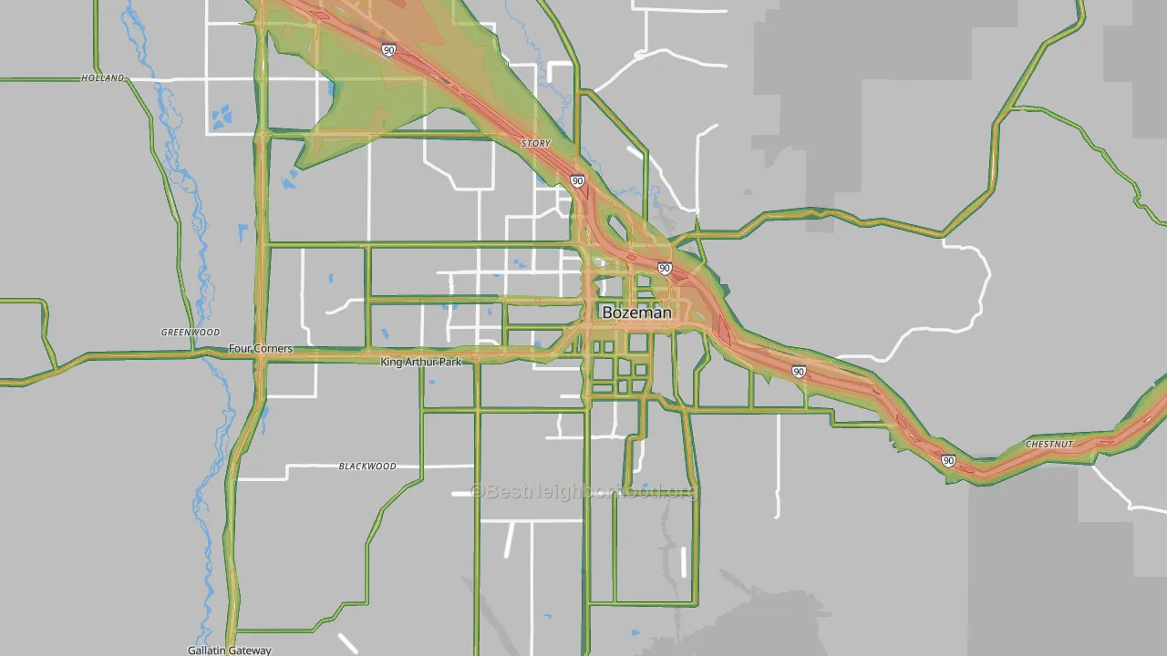 Bozeman, MT Map of Noise Levels in Bozeman
