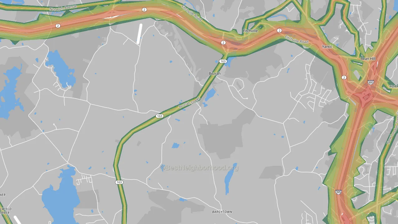 Bozrah, CT Map of Noise Levels in Bozrah