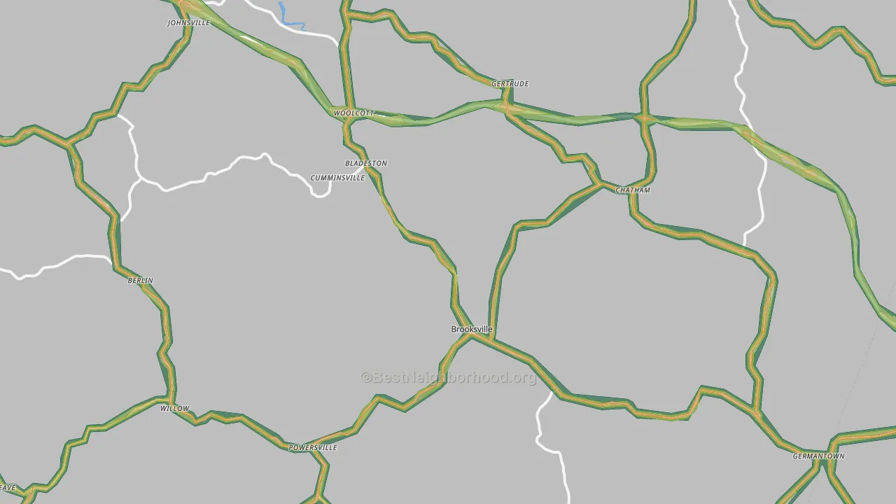 Bracken County, KY Map of Noise Levels in Bracken County