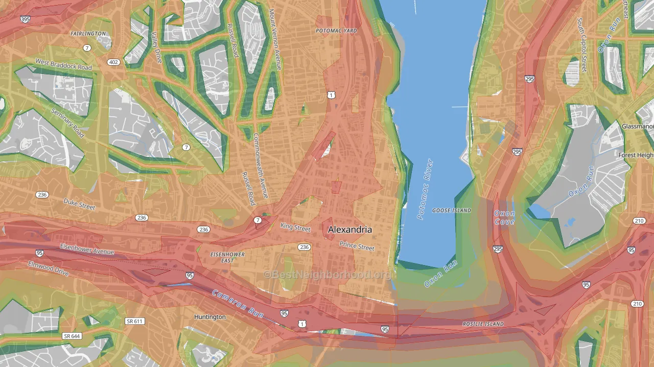 Braddock Road Metro, Alexandria, VA Map of Noise Levels in Braddock Road Metro