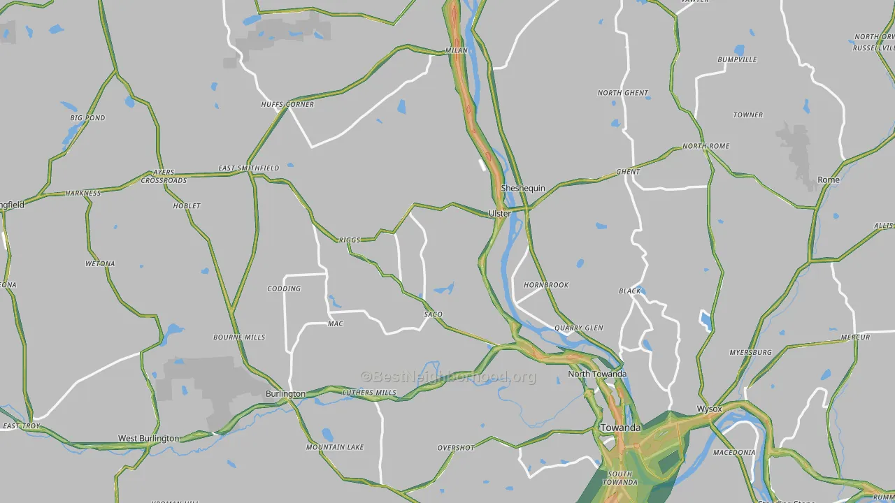 Bradford County, PA Map of Noise Levels in Bradford County