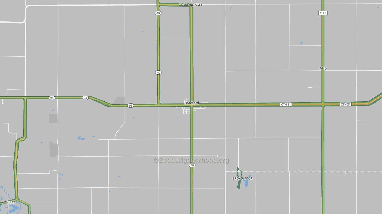 Bradford, IL Map of Noise Levels in Bradford