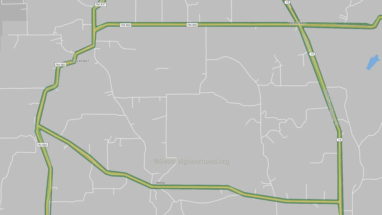 Bradford, TX Map of Noise Levels in Bradford