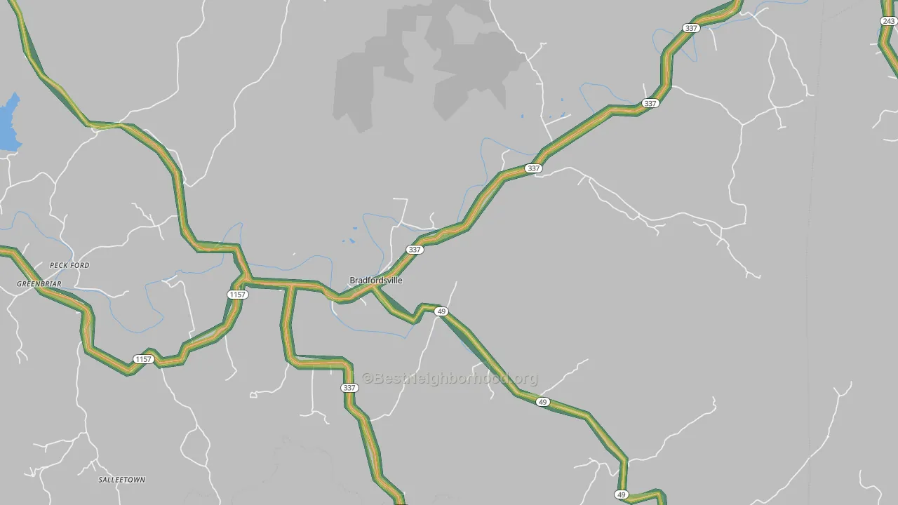 Bradfordsville, KY Map of Noise Levels in Bradfordsville