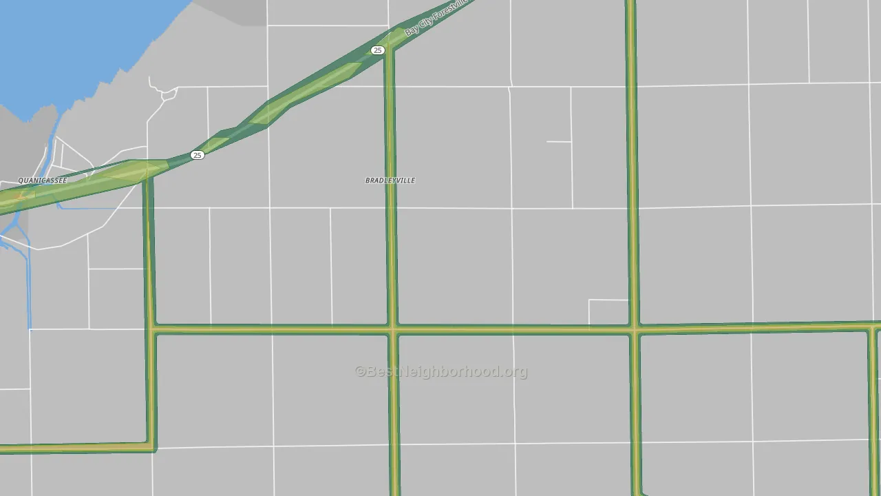 Bradleyville, MI Map of Noise Levels in Bradleyville