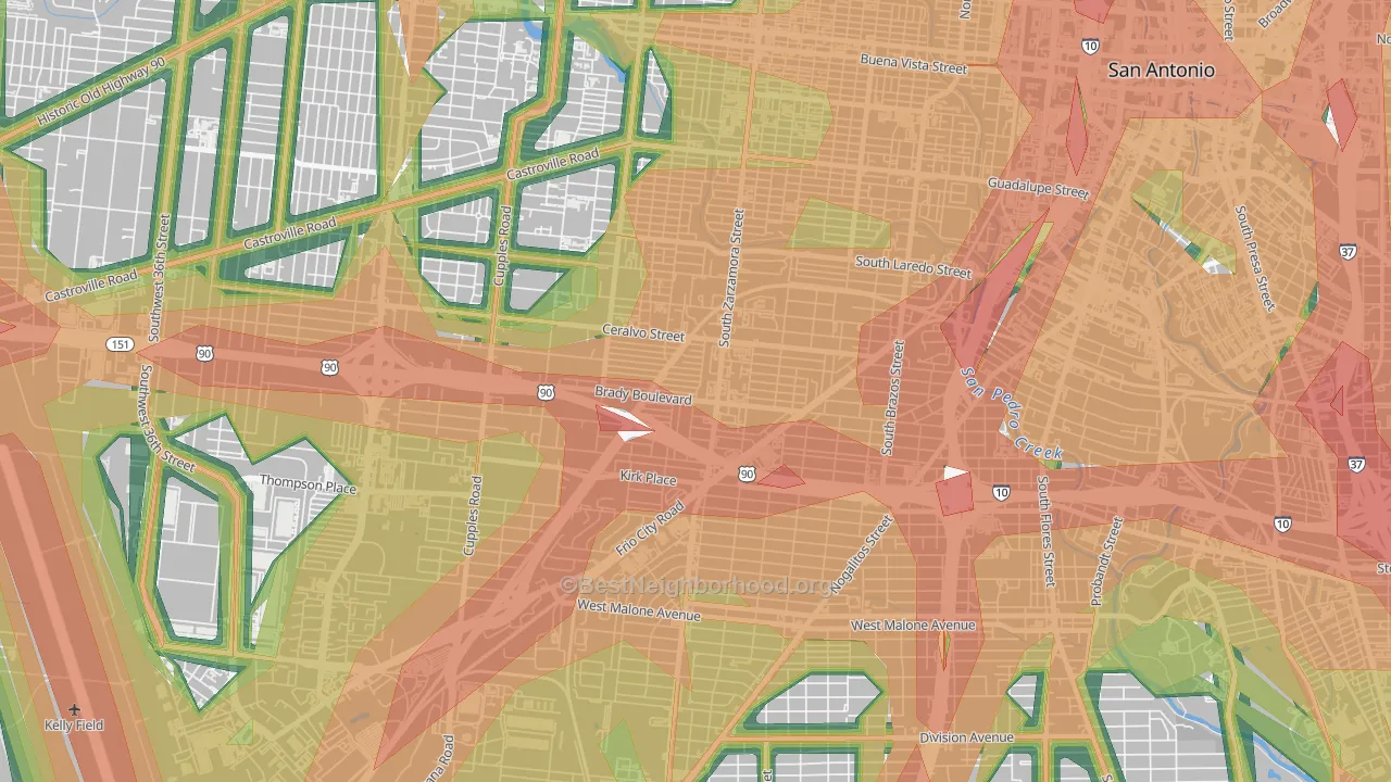 Brady Gardens, San Antonio, TX Map of Noise Levels in Brady Gardens