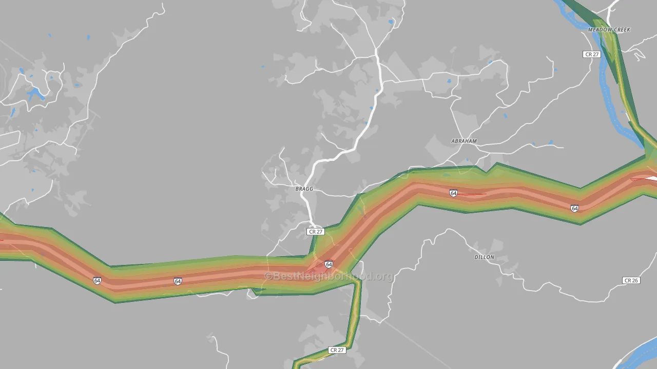 Bragg, WV Map of Noise Levels in Bragg