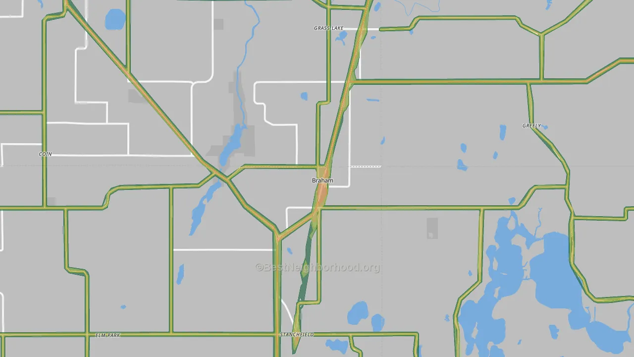 Braham, MN Map of Noise Levels in Braham