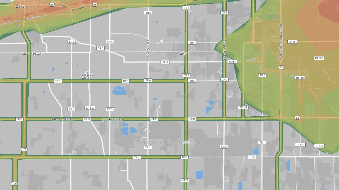 Brailey, OH Map of Noise Levels in Brailey