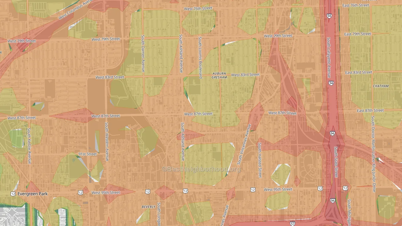 Brainerd, Chicago, IL Map of Noise Levels in Brainerd