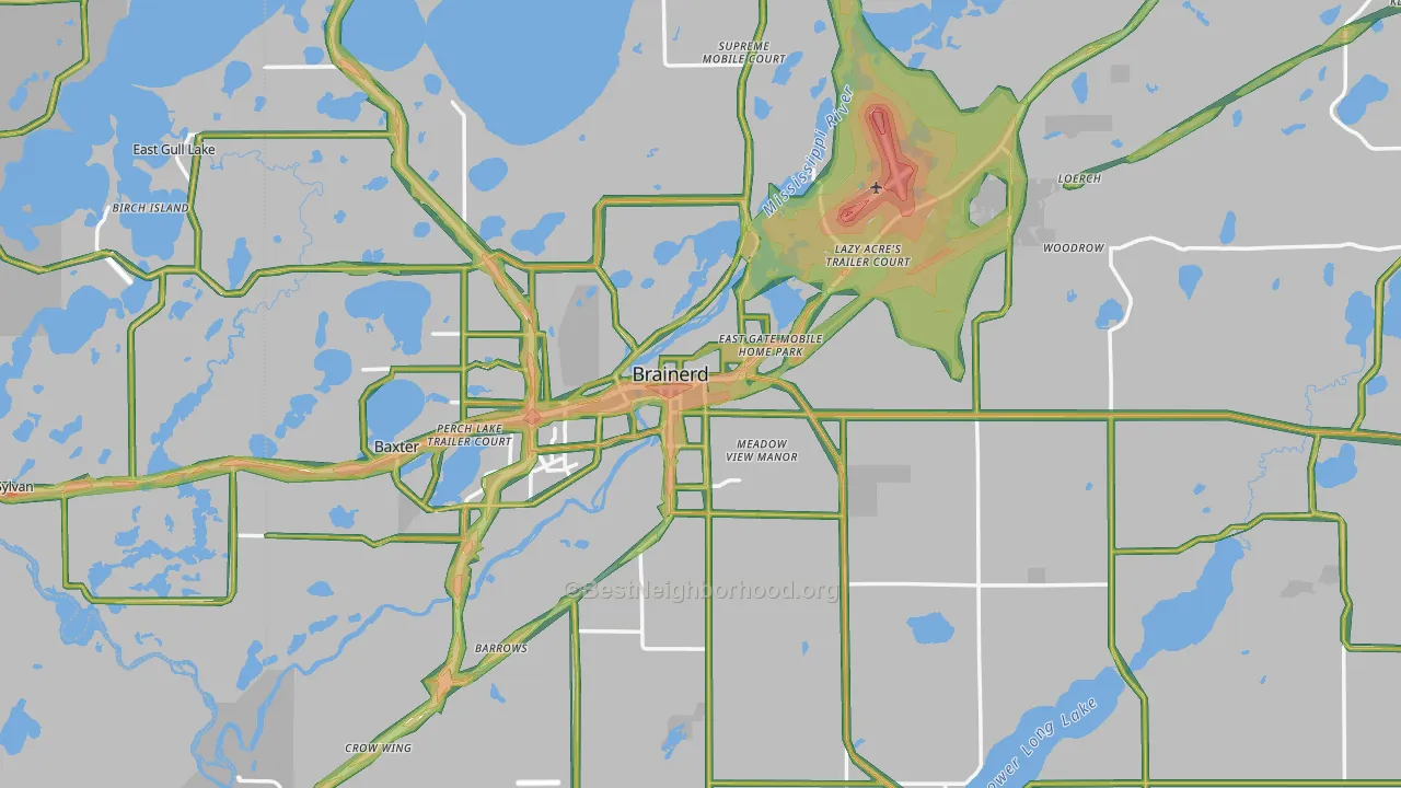 Brainerd, MN Map of Noise Levels in Brainerd