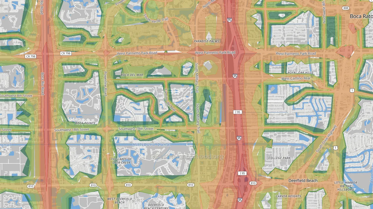 Bramalea, Boca Raton, FL Map of Noise Levels in Bramalea