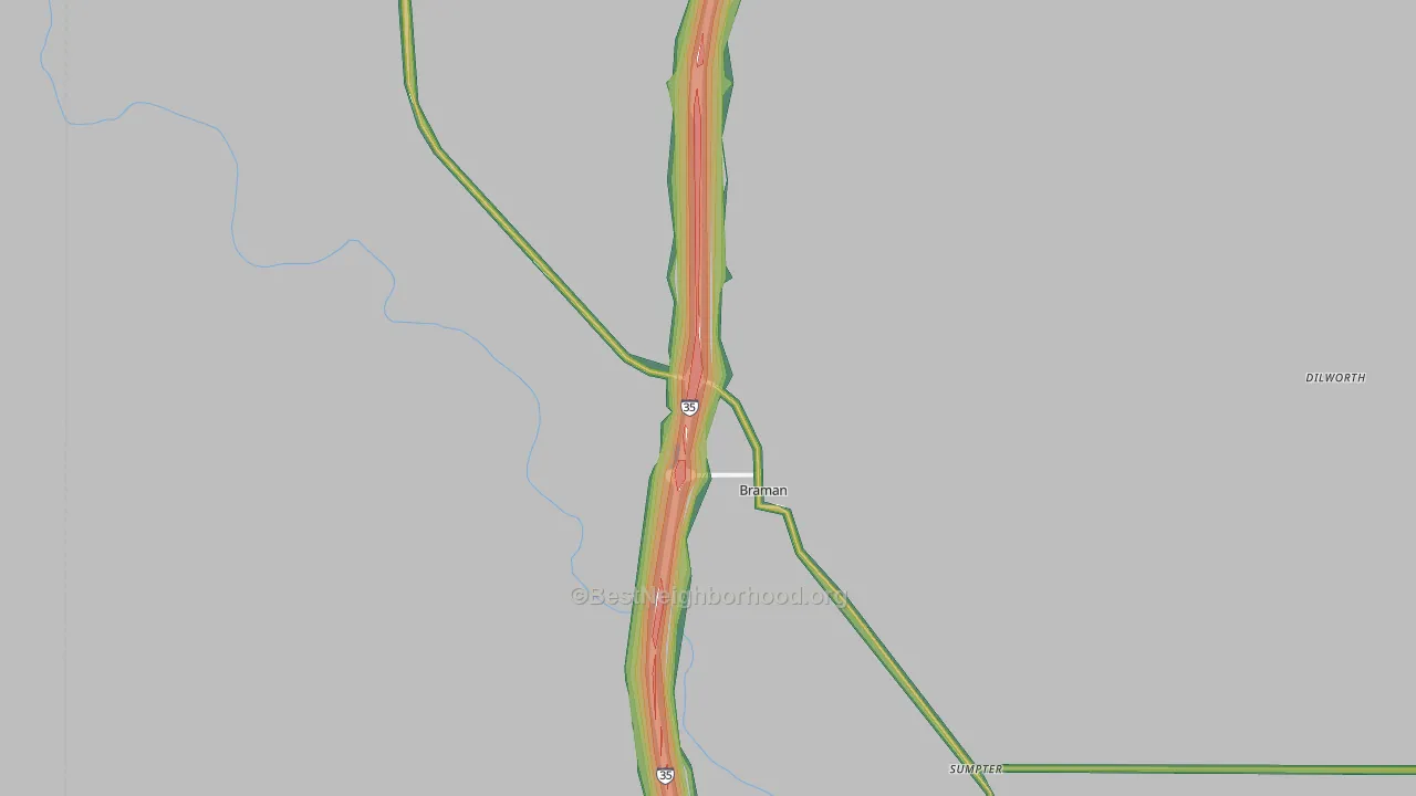 Braman, OK Map of Noise Levels in Braman