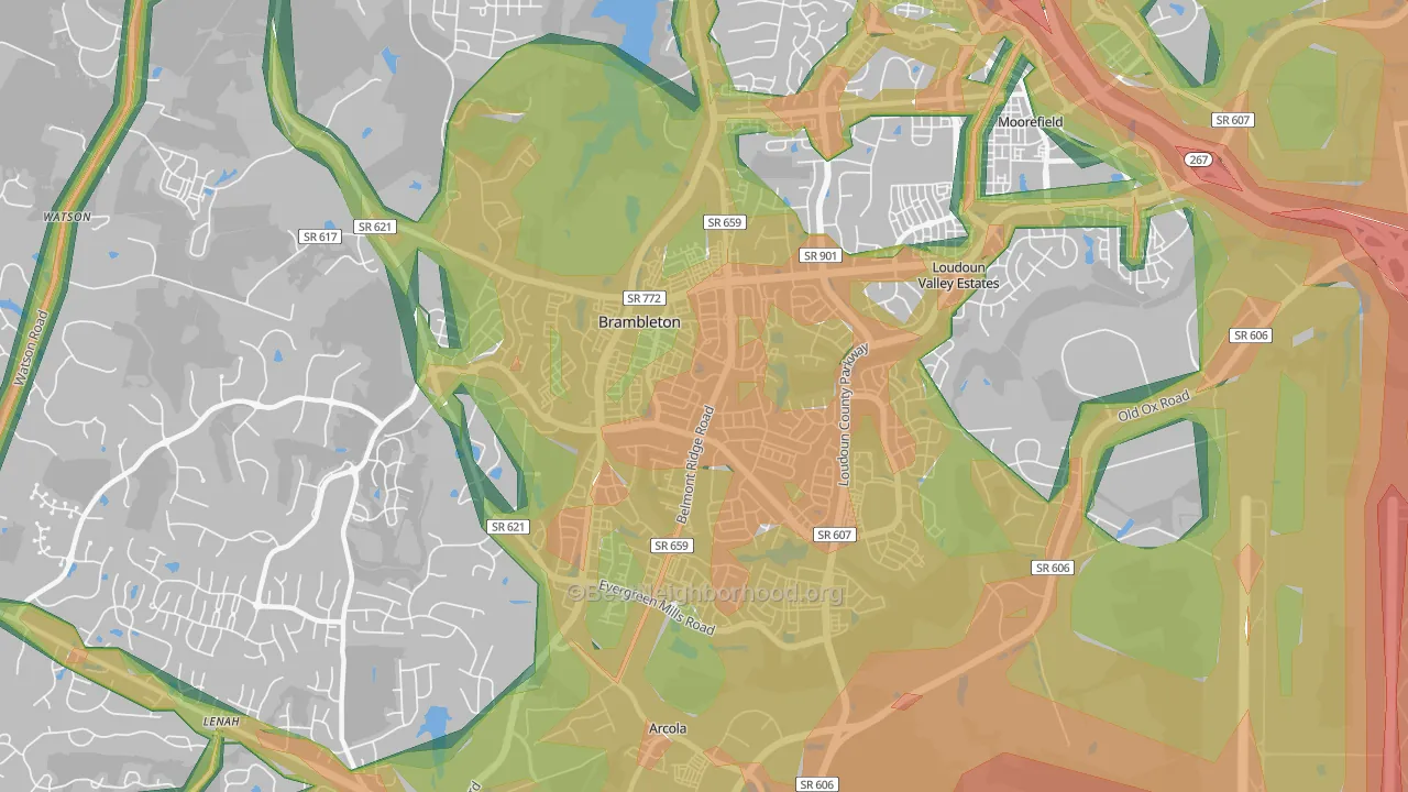 Brambleton, VA Map of Noise Levels in Brambleton