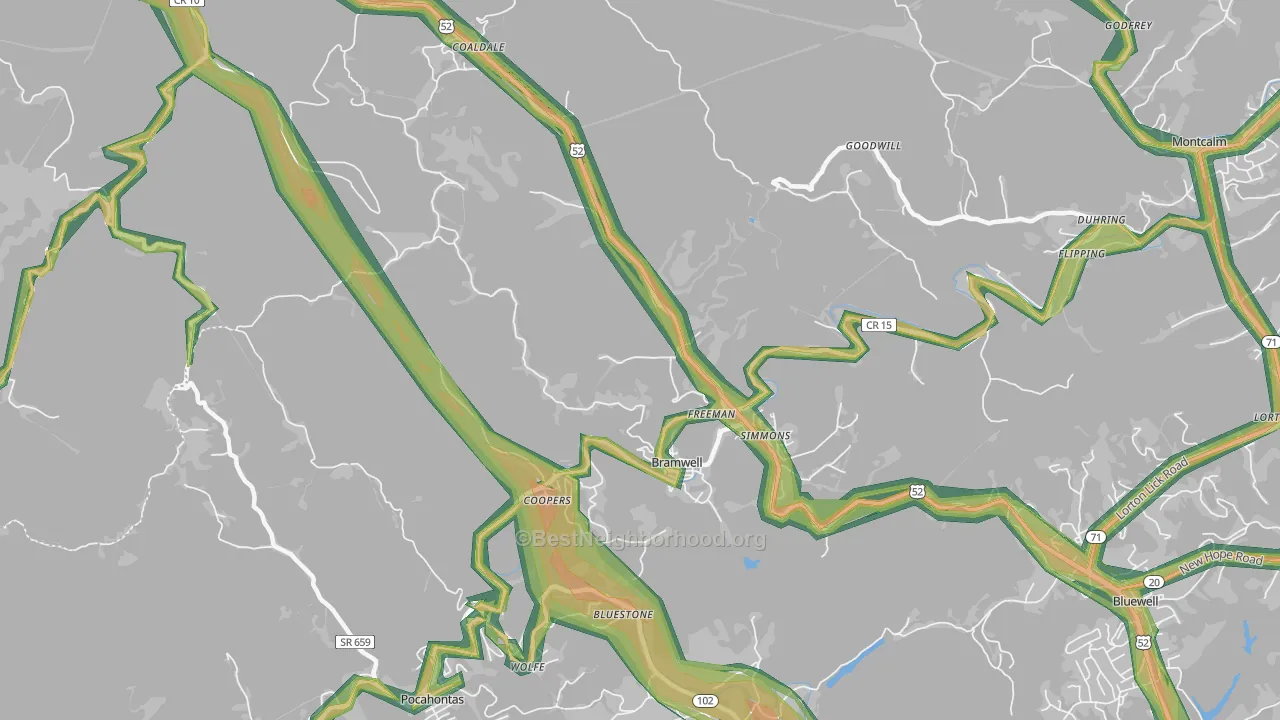 Bramwell, WV Map of Noise Levels in Bramwell