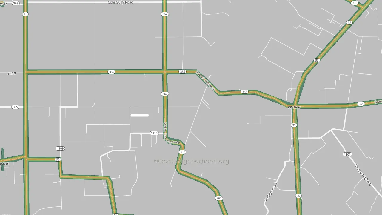 Branch, LA Map of Noise Levels in Branch
