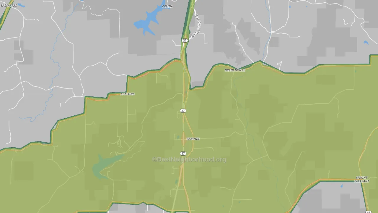 Branchville, IN Map of Noise Levels in Branchville
