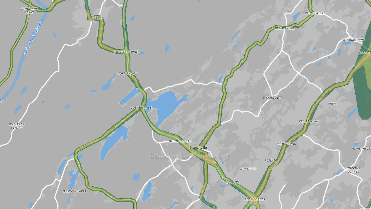 Branchville, NJ Map of Noise Levels in Branchville