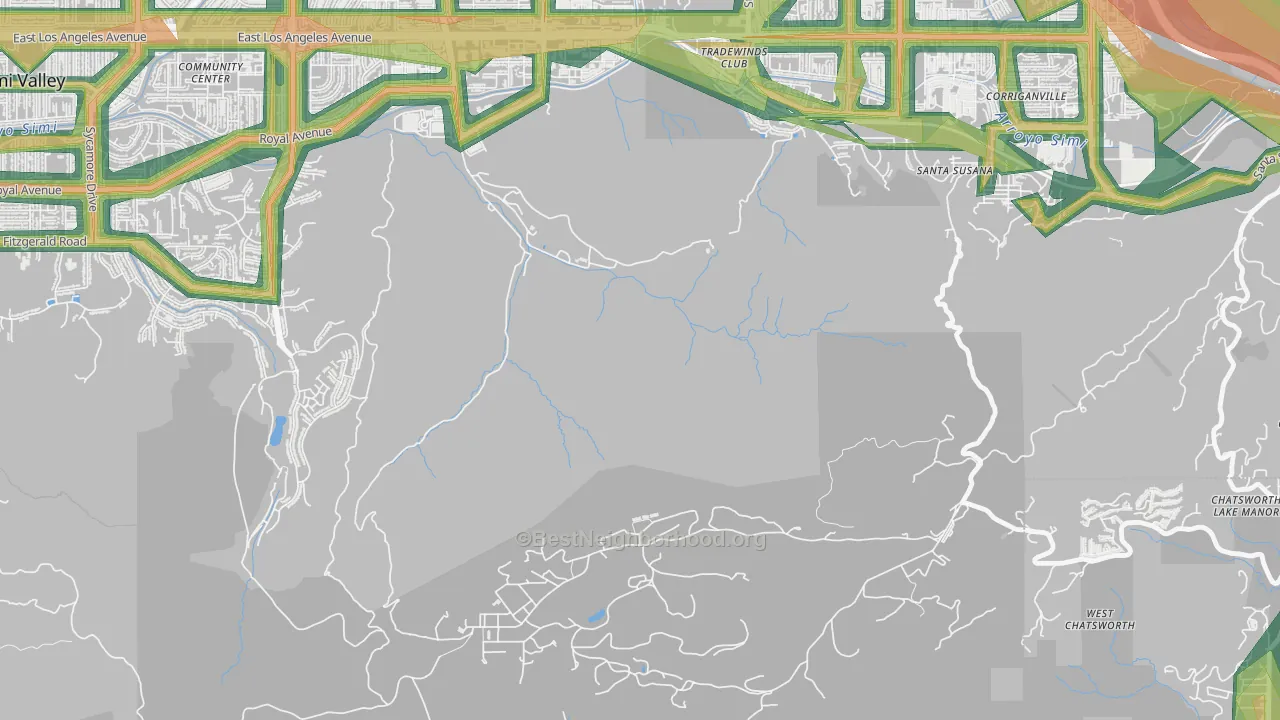 Brandeis, CA Map of Noise Levels in Brandeis