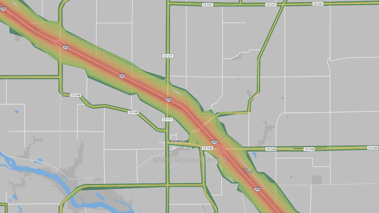 Brandon, IA Map of Noise Levels in Brandon