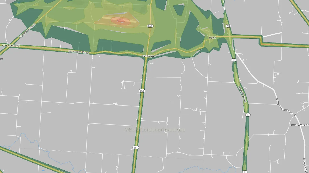Brandon, OH Map of Noise Levels in Brandon