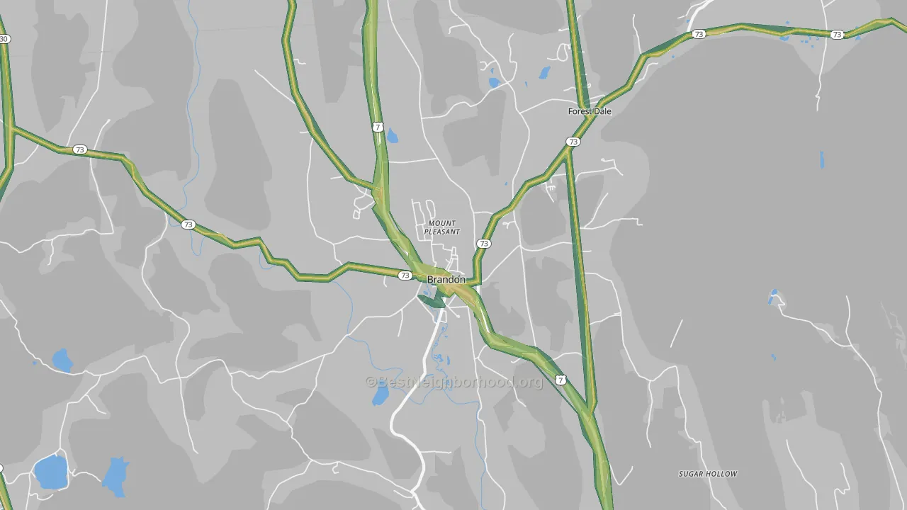 Brandon, VT Map of Noise Levels in Brandon