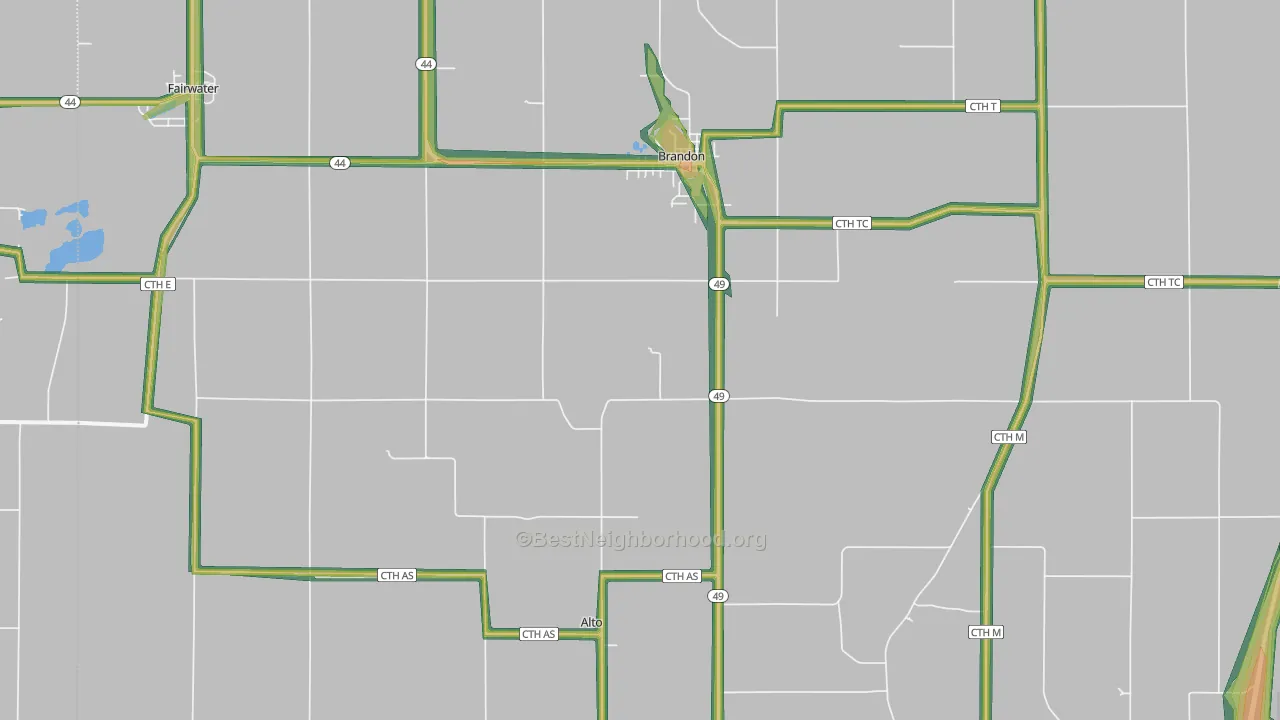 Brandon, WI Map of Noise Levels in Brandon