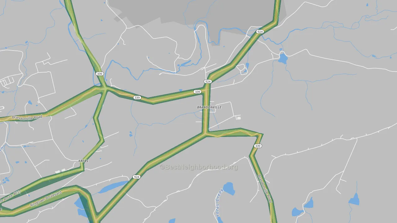 Brandonville, PA Map of Noise Levels in Brandonville