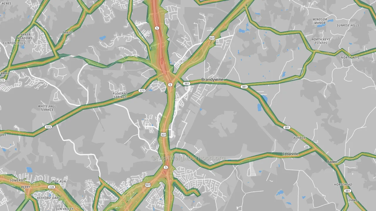 Brandywine, MD Map of Noise Levels in Brandywine