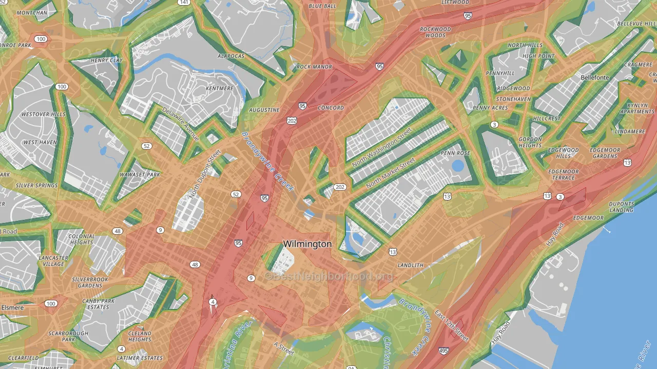 Brandywine Village, Wilmington, DE Map of Noise Levels in Brandywine Village