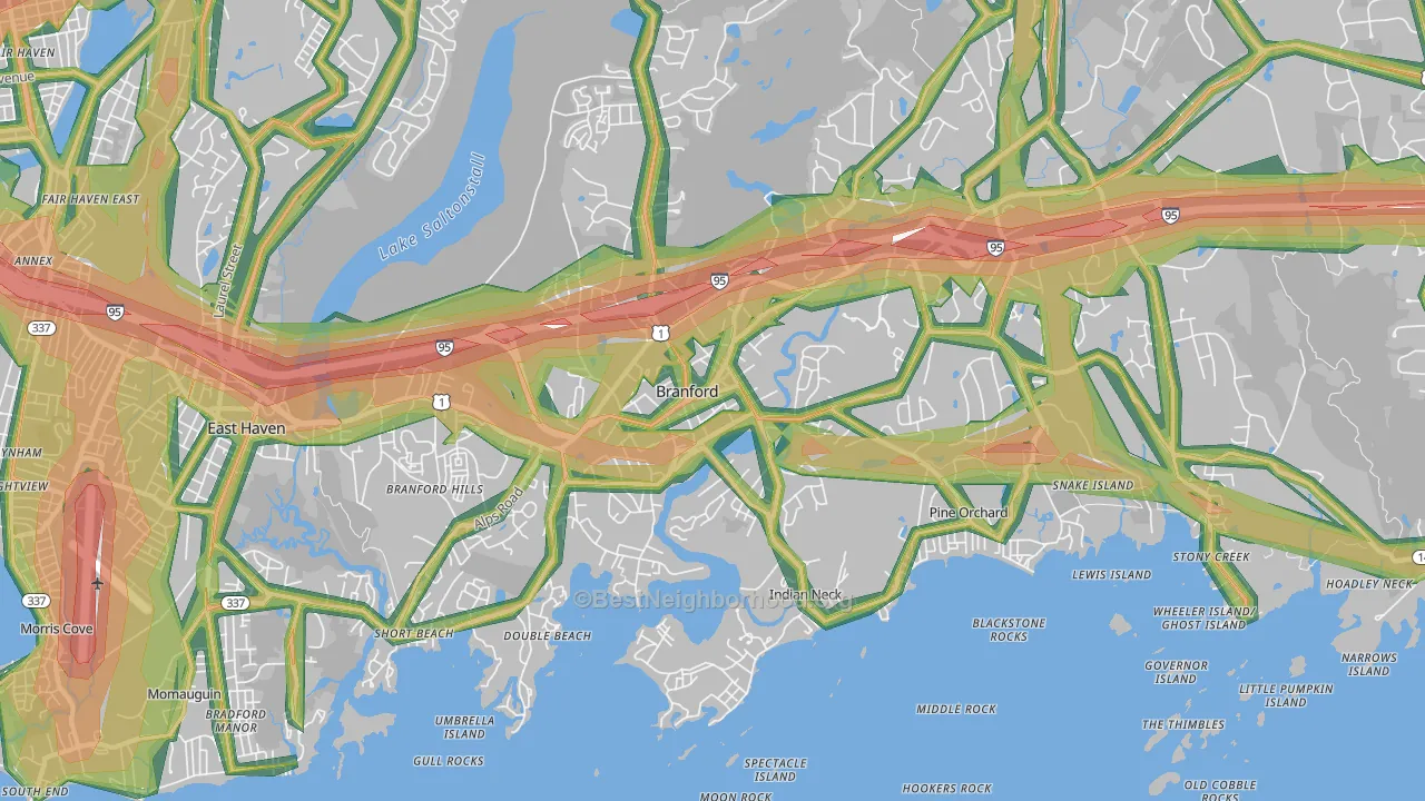 Branford, CT Map of Noise Levels in Branford