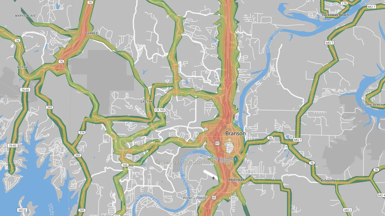 Branson, MO Map of Noise Levels in Branson