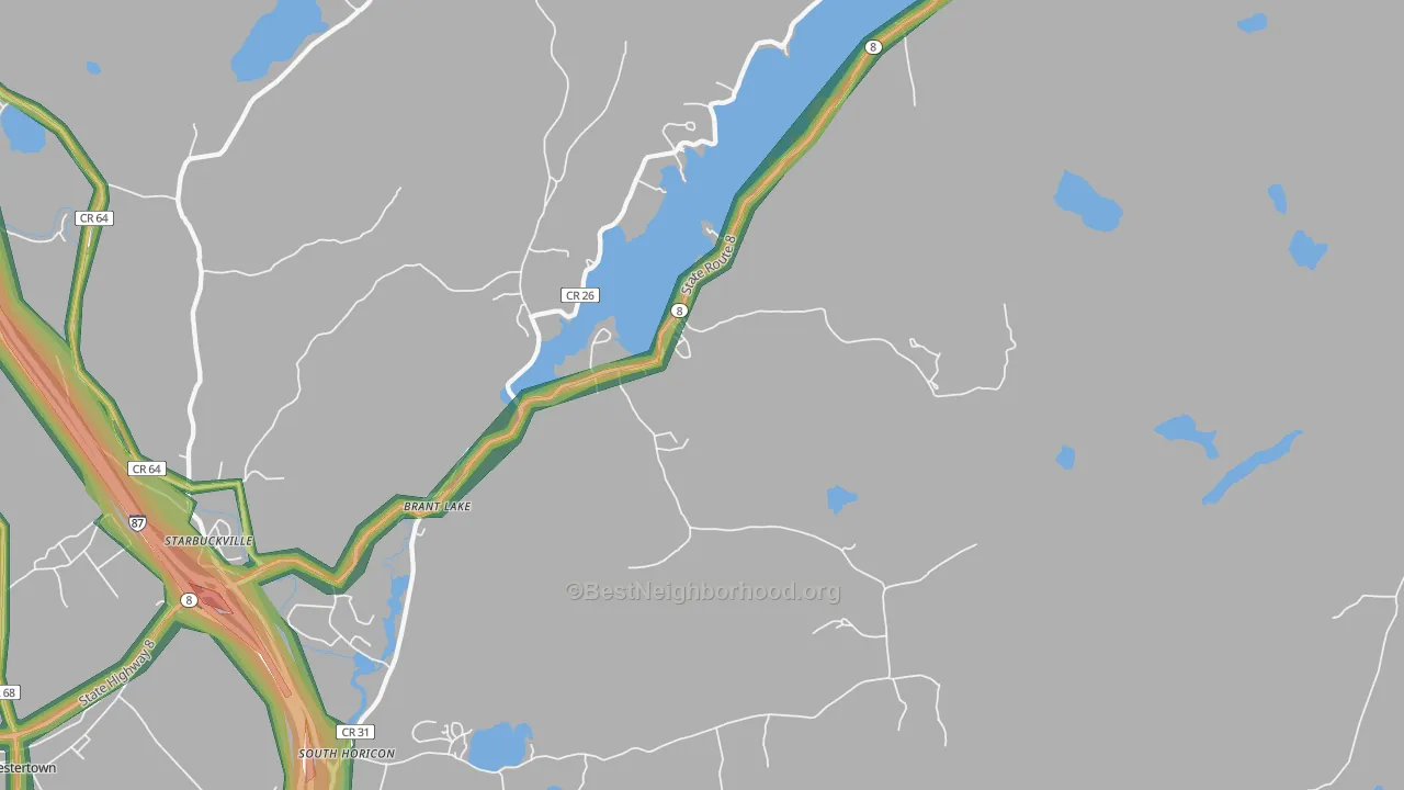 Brant Lake, NY Map of Noise Levels in Brant Lake