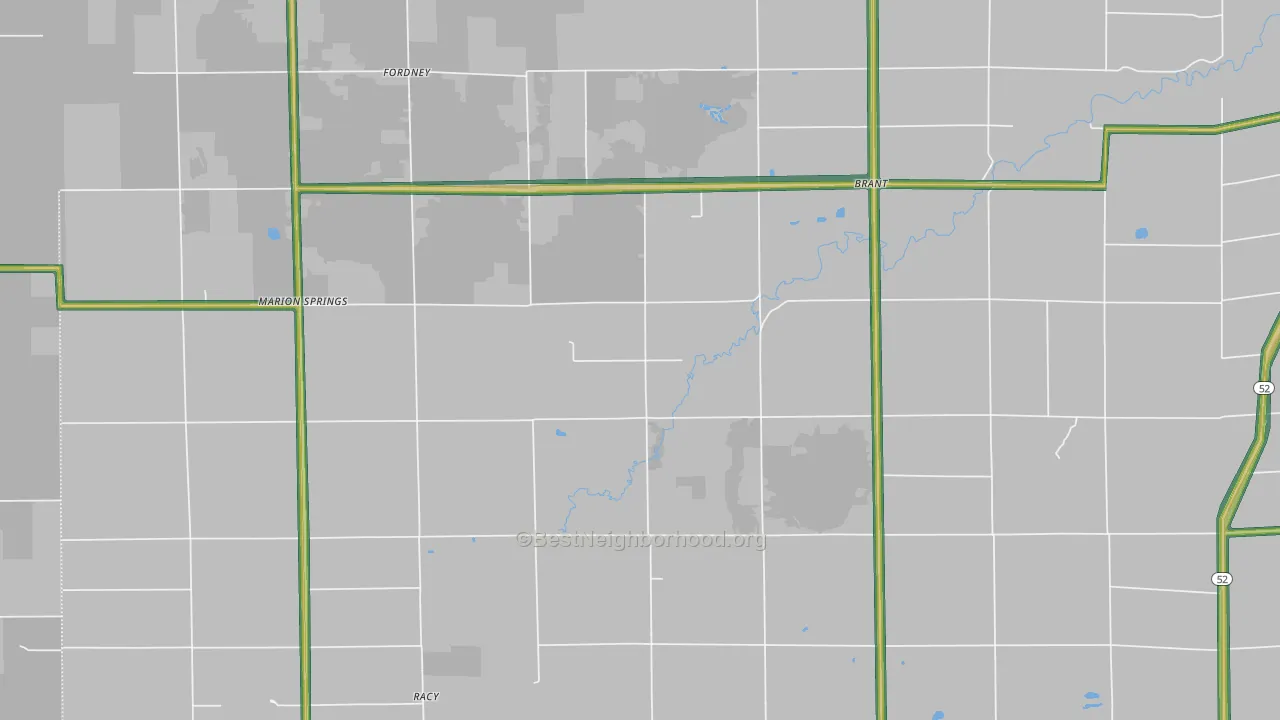 Brant, MI Map of Noise Levels in Brant
