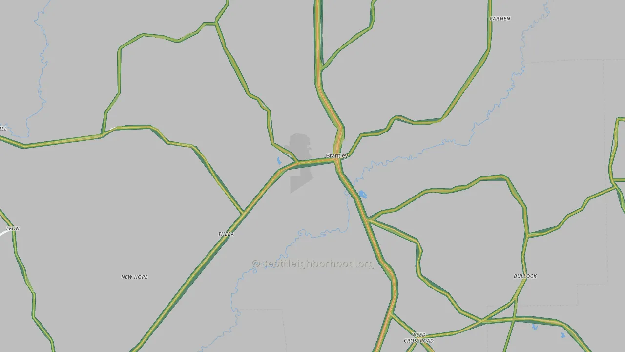 Brantley, AL Map of Noise Levels in Brantley