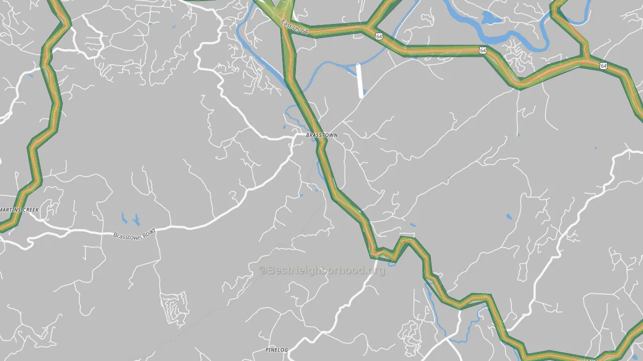 Brasstown, NC Map of Noise Levels in Brasstown