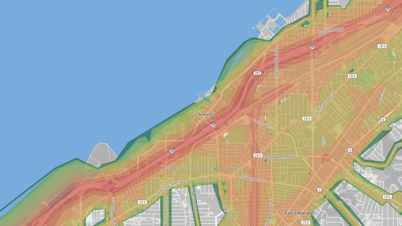 Bratenahl, OH Map of Noise Levels in Bratenahl