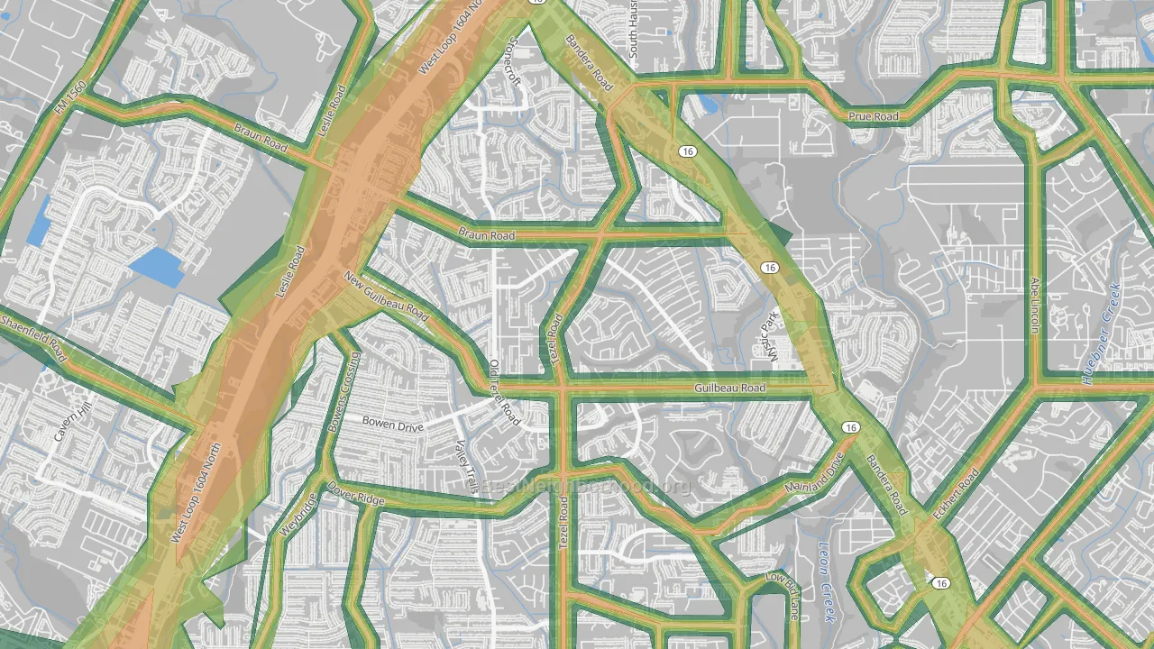 Braun Station West, San Antonio, TX Map of Noise Levels in Braun Station West
