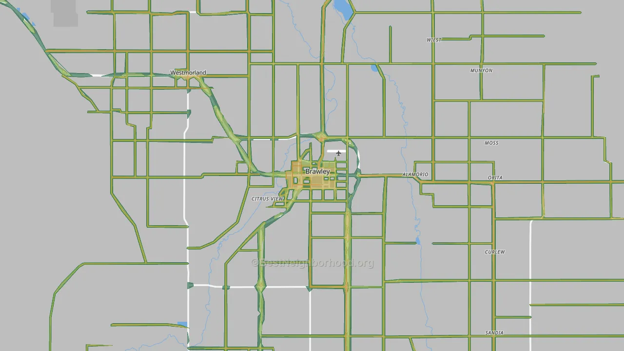 Brawley, CA Map of Noise Levels in Brawley