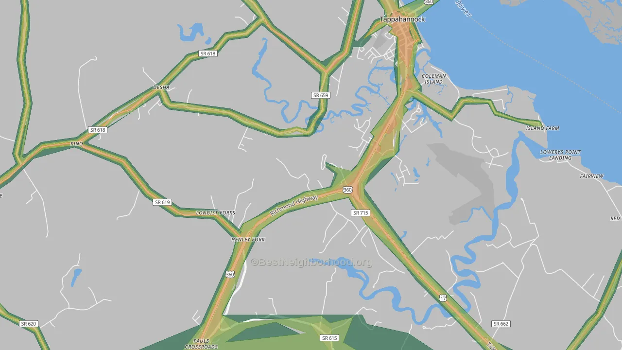 Brays, VA Map of Noise Levels in Brays