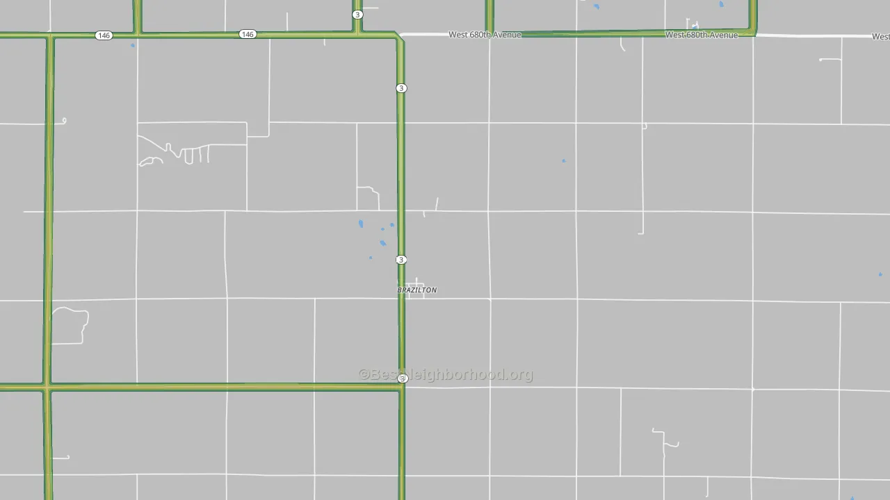 Brazilton, KS Map of Noise Levels in Brazilton