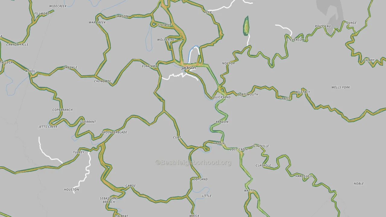 Breathitt County, KY Map of Noise Levels in Breathitt County