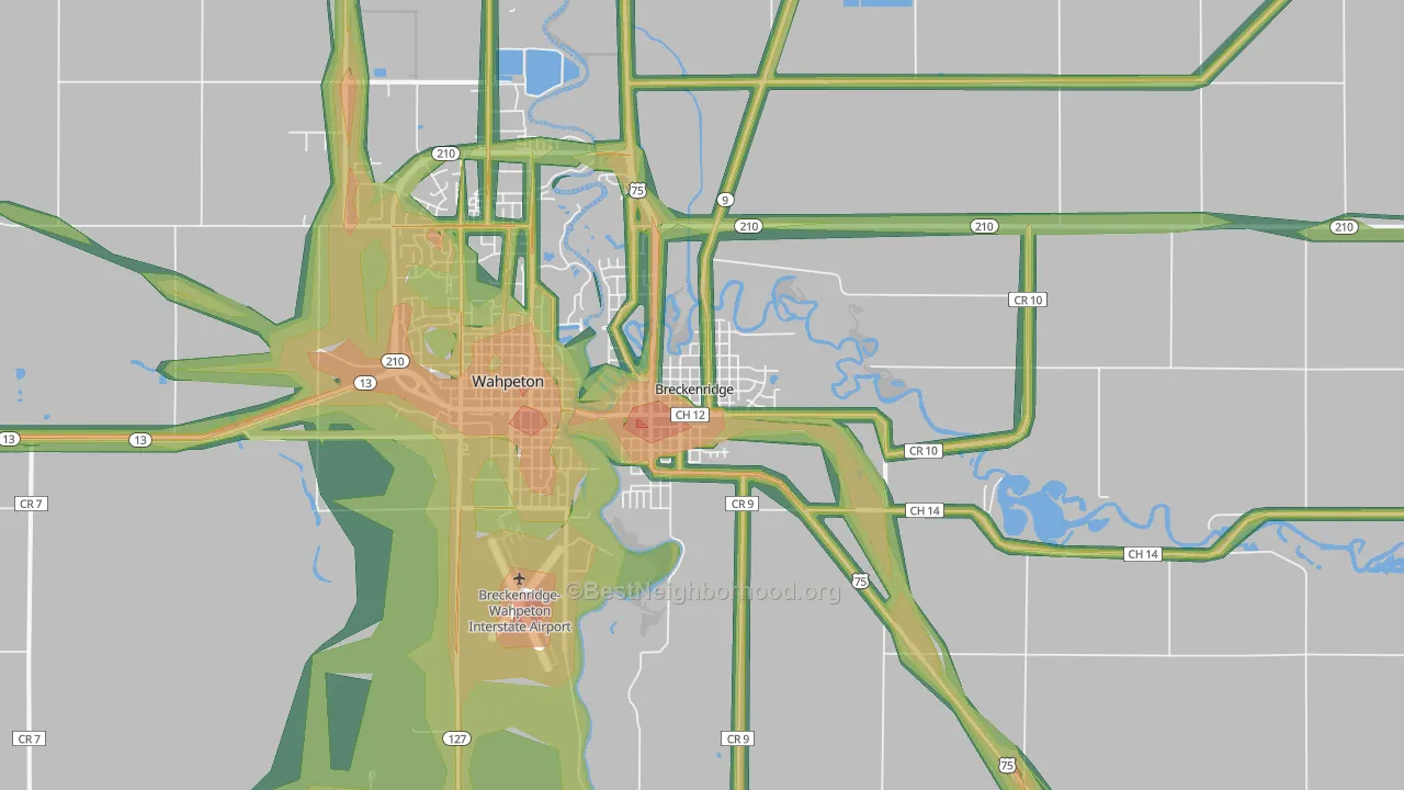 Breckenridge, MN Map of Noise Levels in Breckenridge