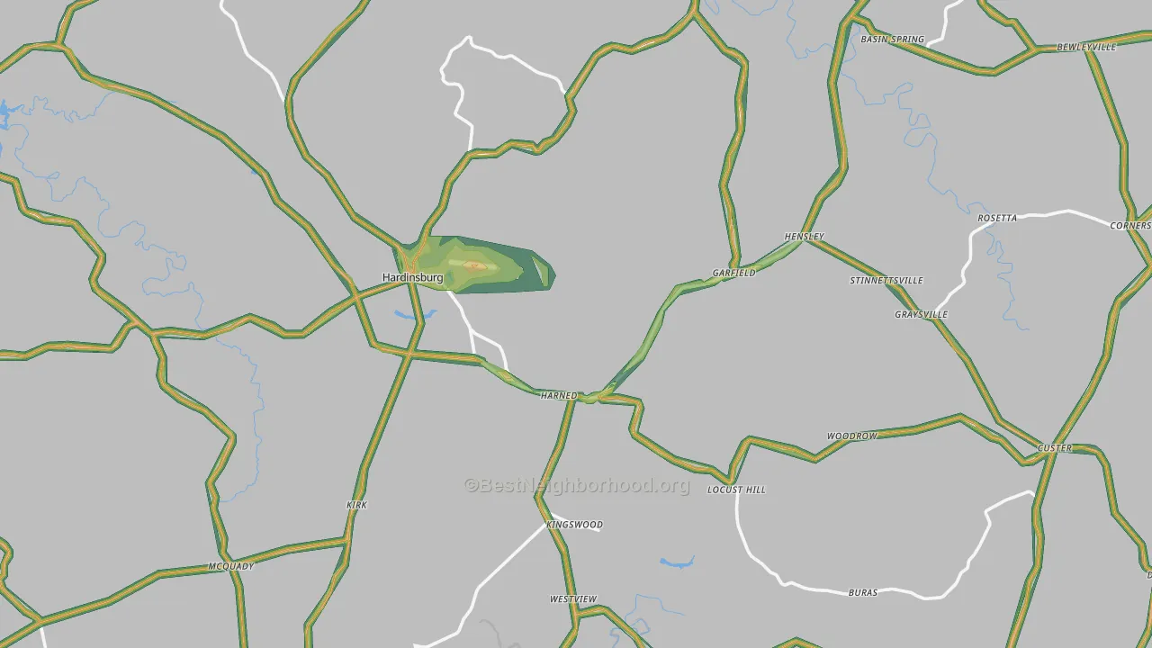 Breckinridge County, KY Map of Noise Levels in Breckinridge County