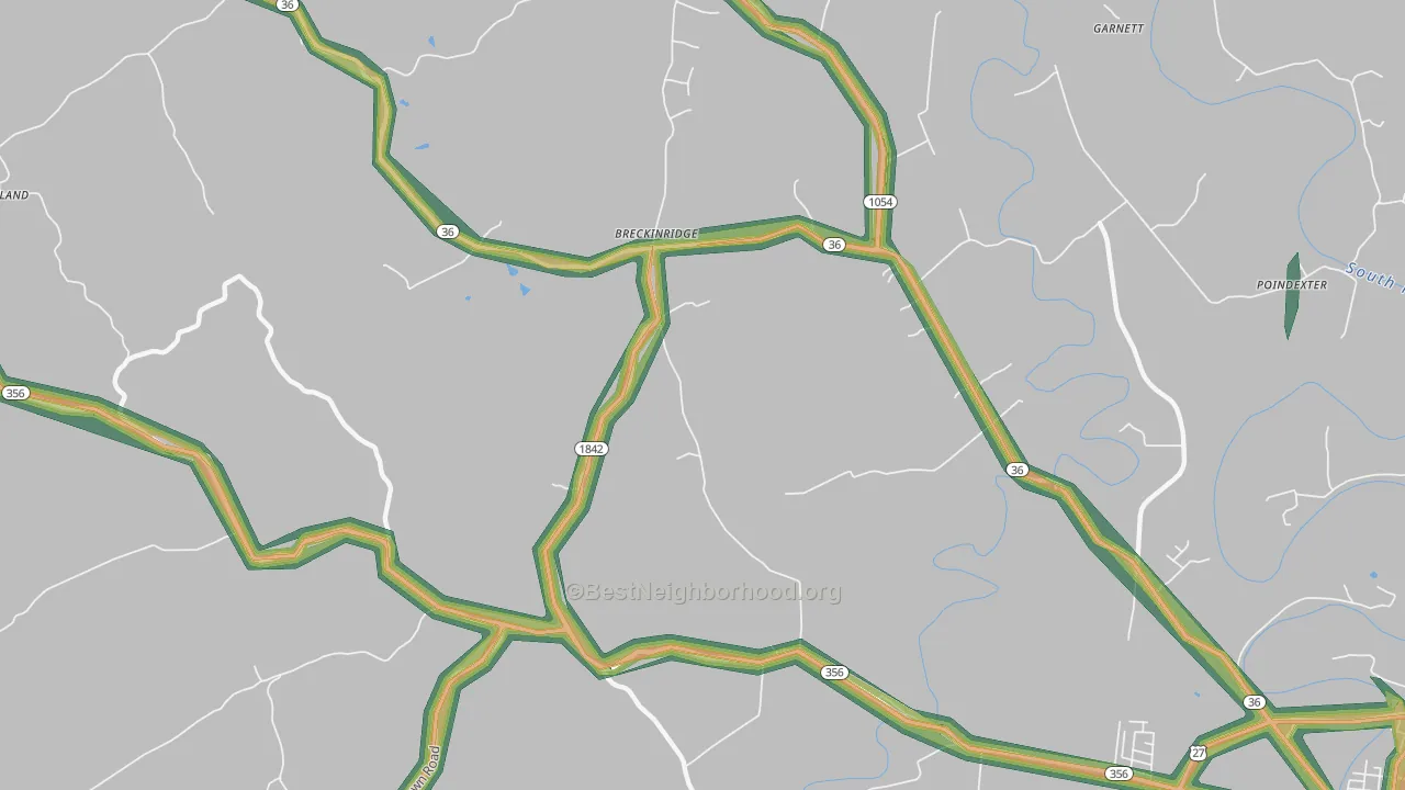 Breckinridge, KY Map of Noise Levels in Breckinridge