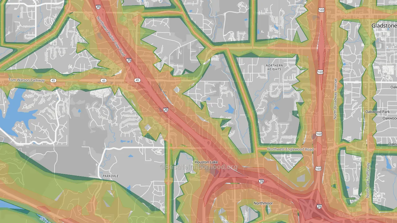 Breen Hills, Kansas City, MO Map of Noise Levels in Breen Hills