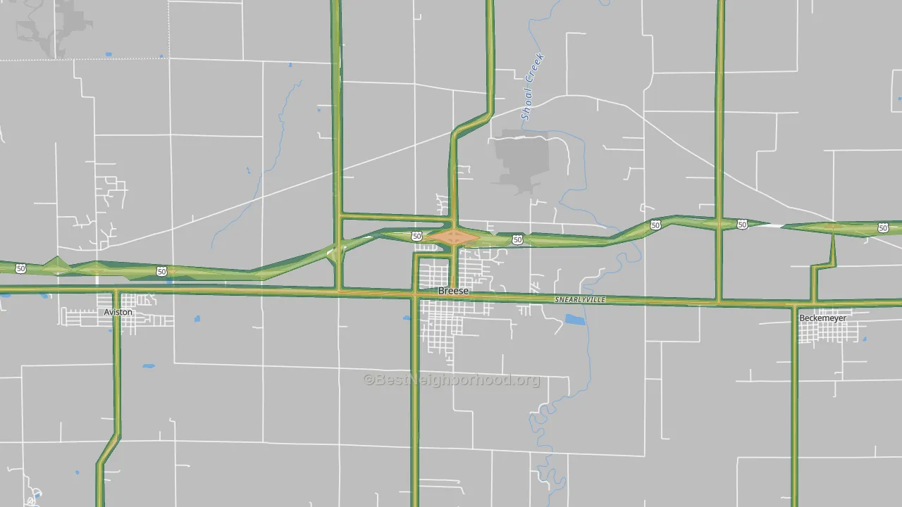 Breese, IL Map of Noise Levels in Breese