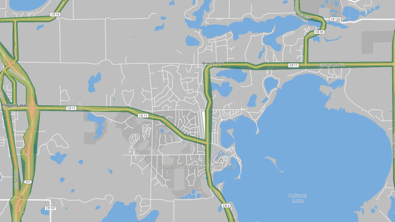 Breezy Point, MN Map of Noise Levels in Breezy Point