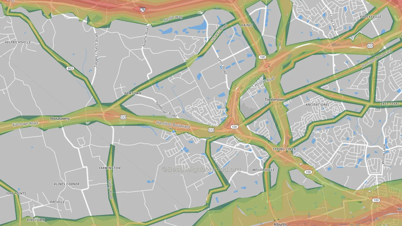 Breinigsville, PA Map of Noise Levels in Breinigsville